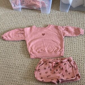 Carters Pink Heart Sweatshirt and Shorts Set